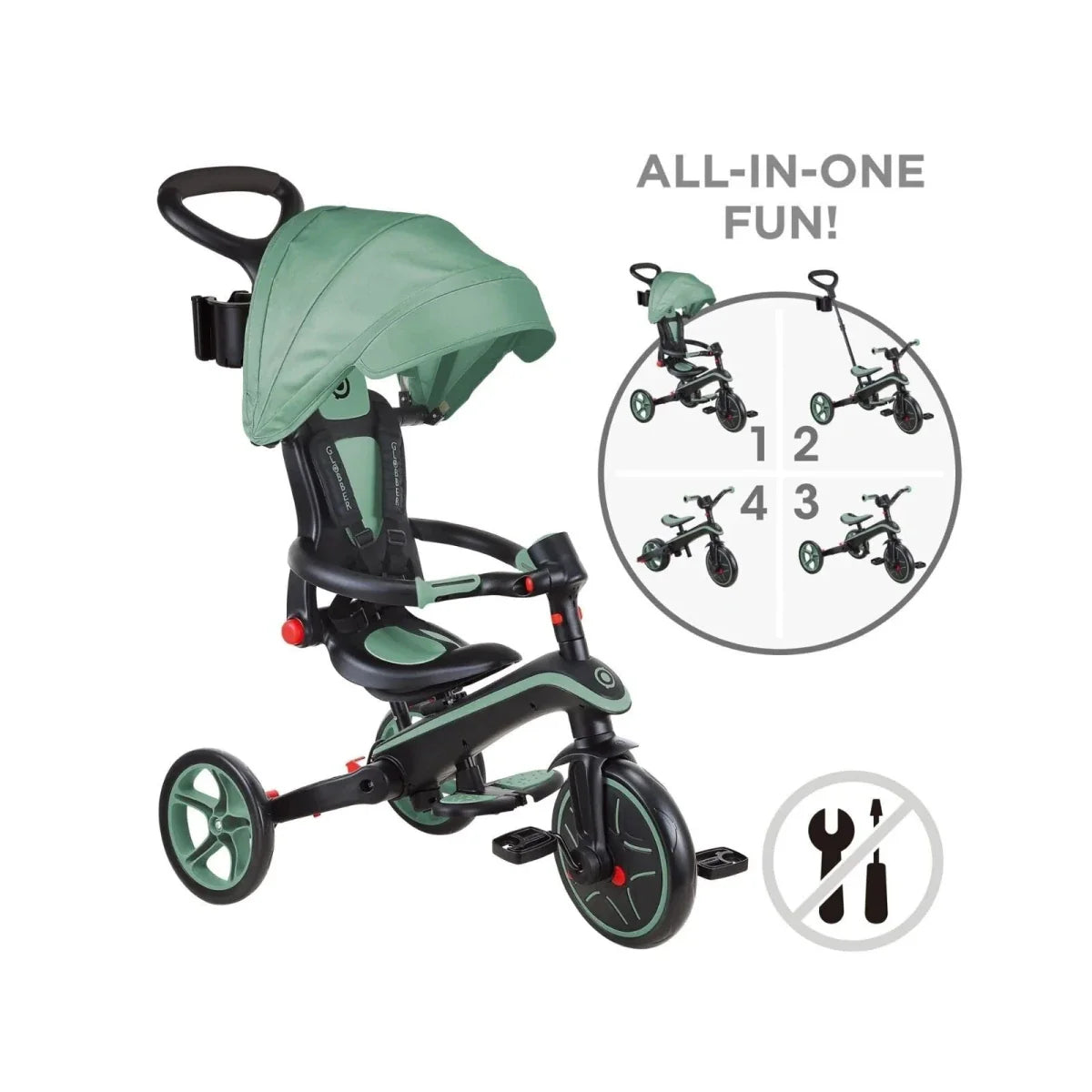 Globber 4-in-1 Explorer Trike Foldable - Olive