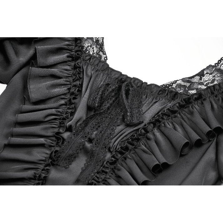 Dark in Love Seraphina Black Ruched Puff Sleeve Corset Top