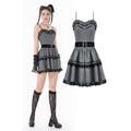 Dark in Love Pinstripe Gothic Mini Dress – Striped Lolita Style