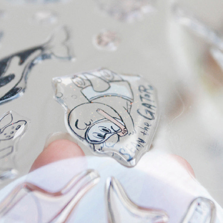 Ocean is Cool Resin Sticker Sheet - A Gator Life A5 Decorative Decals