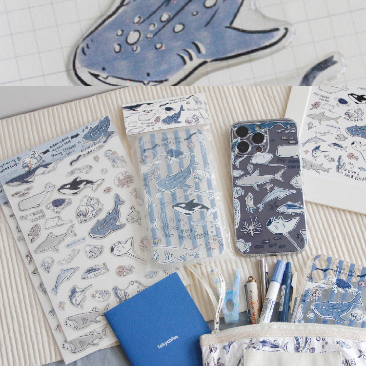 Ocean is Cool Resin Sticker Sheet - A Gator Life A5 Decorative Decals