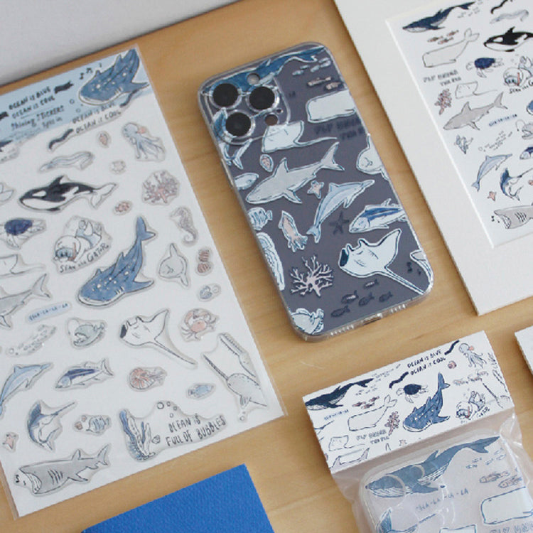 Ocean is Cool Resin Sticker Sheet - A Gator Life A5 Decorative Decals