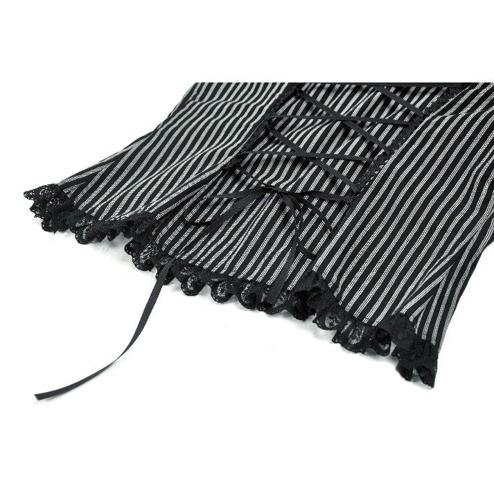 Dark in Love Gothic Peter Pan Collar Lace Shirt | Striped Cotton Top