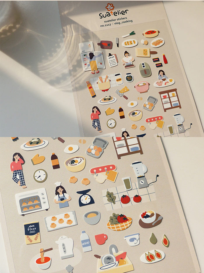 Suatelier Vlog Cooking Sticker Sheet – Decorative Journaling Decals