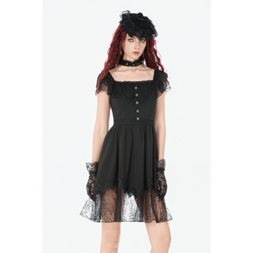 Dark in Love Black Gothic Lolita Dress – Lace Bow Sweet Style