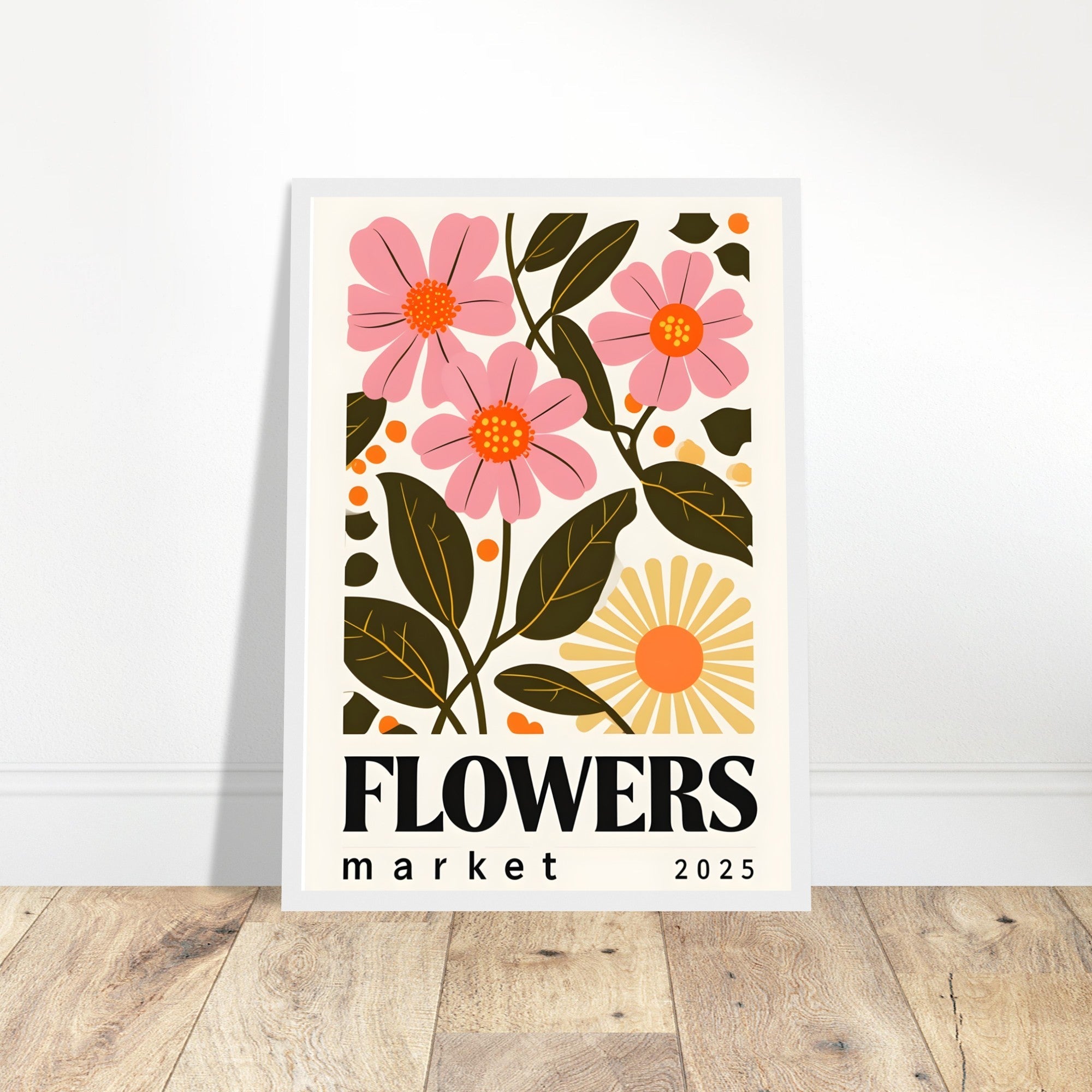 Minimalist Flower & Typography Framed Poster – Modern Floral Wall Art