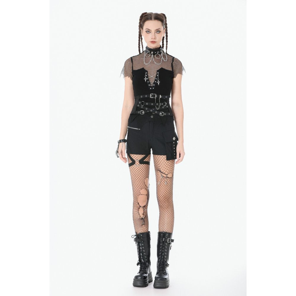 Dark in Love Catriona Gothic Black Corset Waist Belt with Buckles