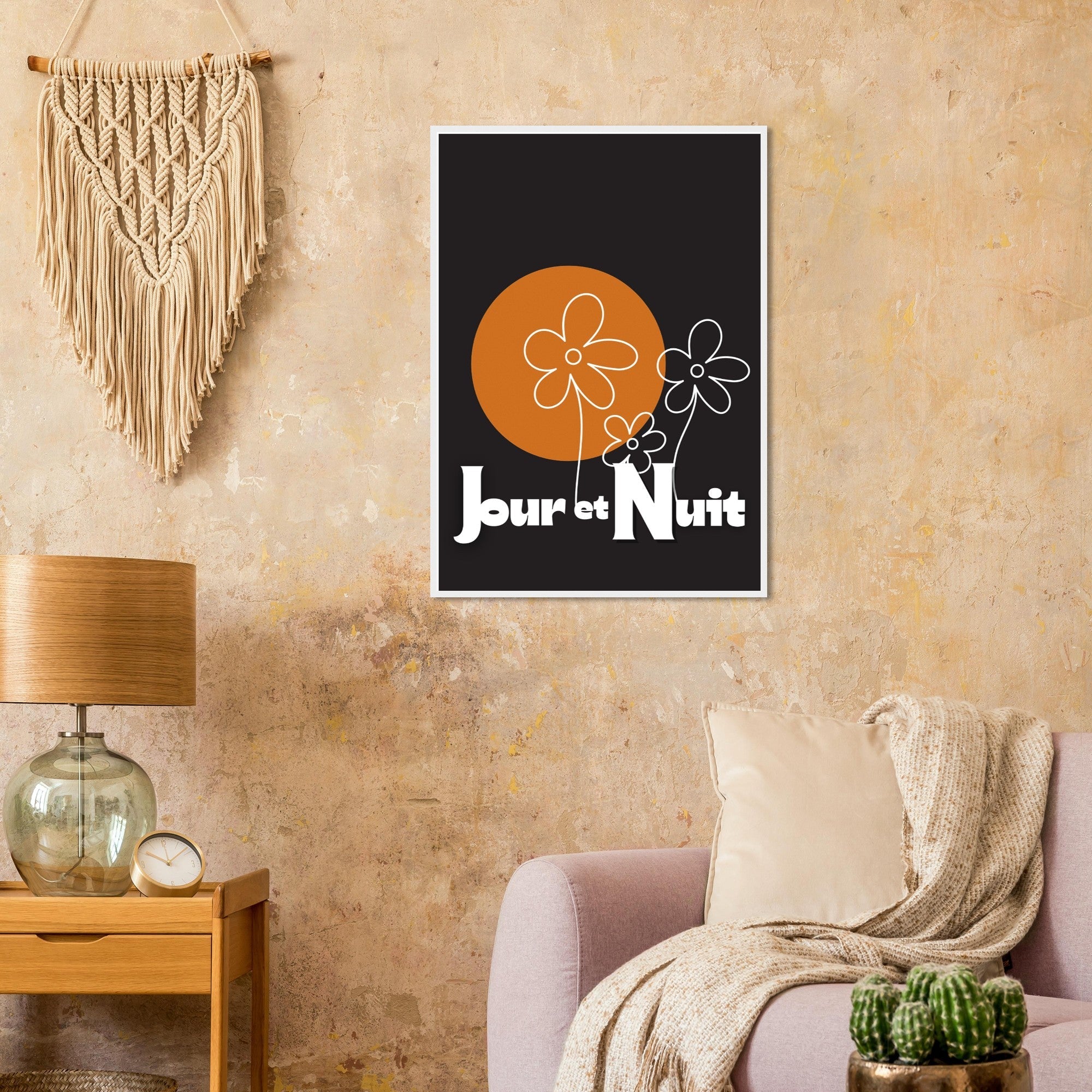 Day & Night Modern Boho Wall Art - Framed Poster, Ready to Hang - Bohemian Decor Gift