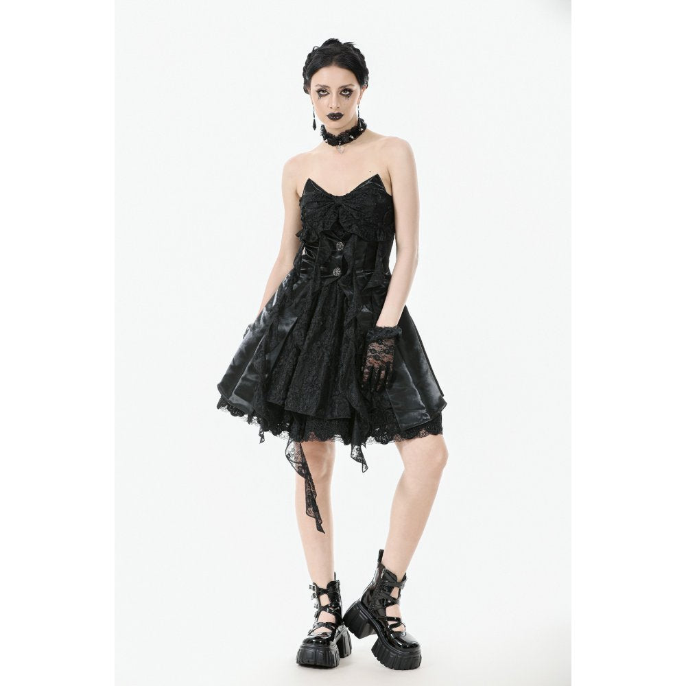 Dark in Love Sabine Gothic Layered Mini Dress | Lace Sweetheart Style