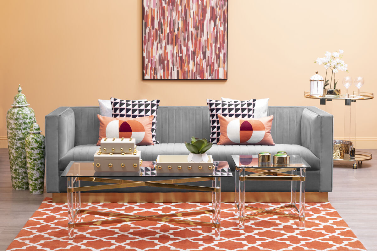 Orsina Opal 3 Seater Grey Velvet Sofa – Tufted Modern Living Room Couch