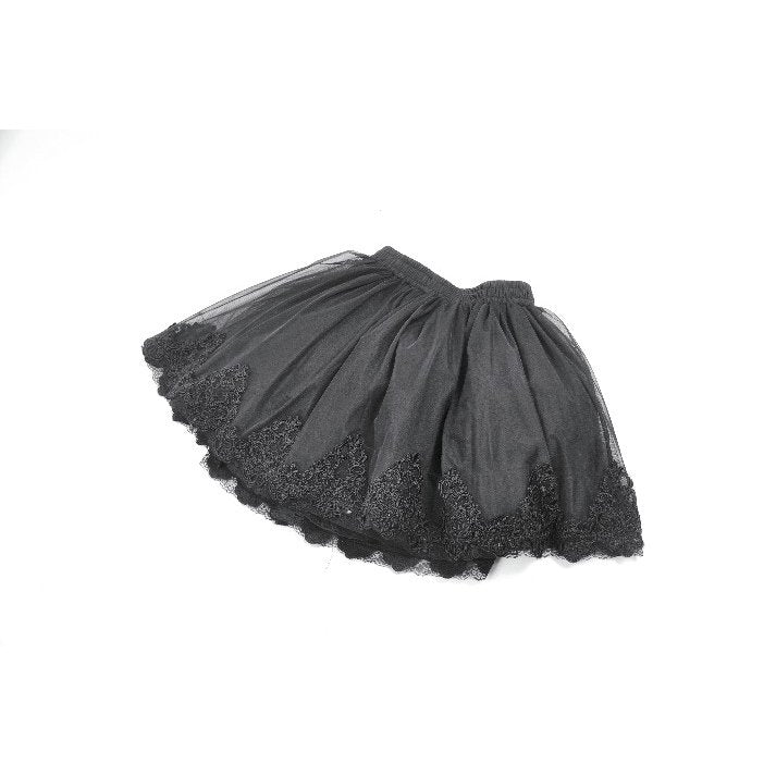 Dark in Love Bellatrix Gothic Embroidered Mesh Petticoat Skirt – Black