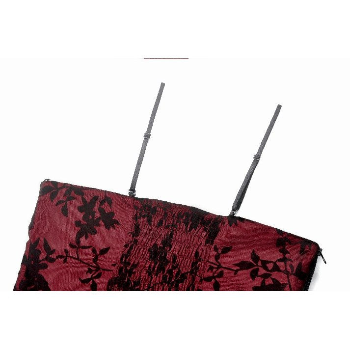Dark in Love Althea Burgundy Velvet Goth Camisole with Lace Trim