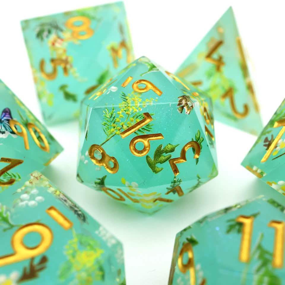 Summer Court | Sharp Edge Dice | Resin | 7 Piece Set