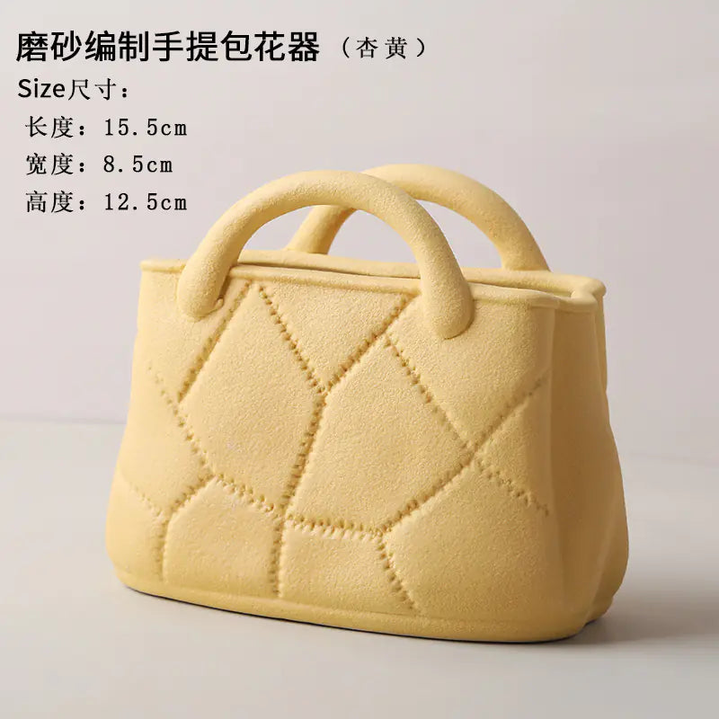 Ceramic Handbag Vase – Modern Morandi Style Tote Flower Pot
