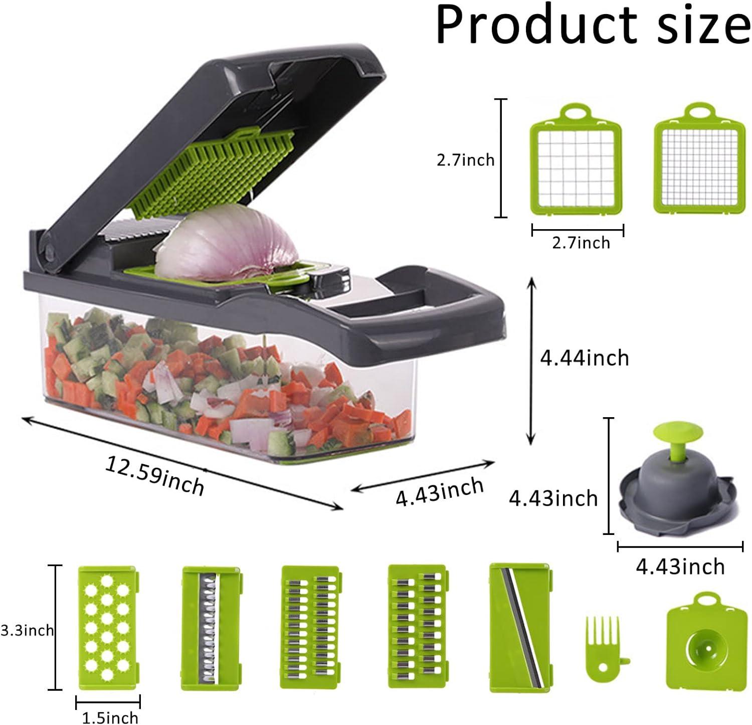 OLIYA 12-in-1 Vegetable Chopper and Onion Slicer with 6 Steel Blades