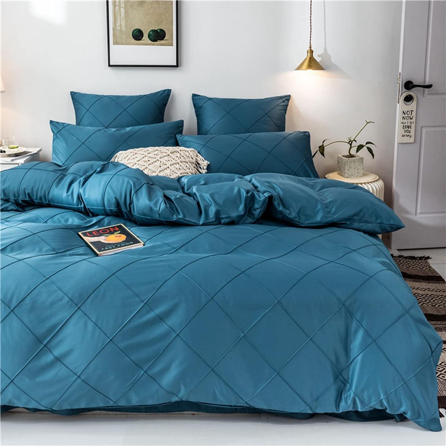 HAVOP King Size Duvet Cover Set | Beige Embossed Stripe Microfiber