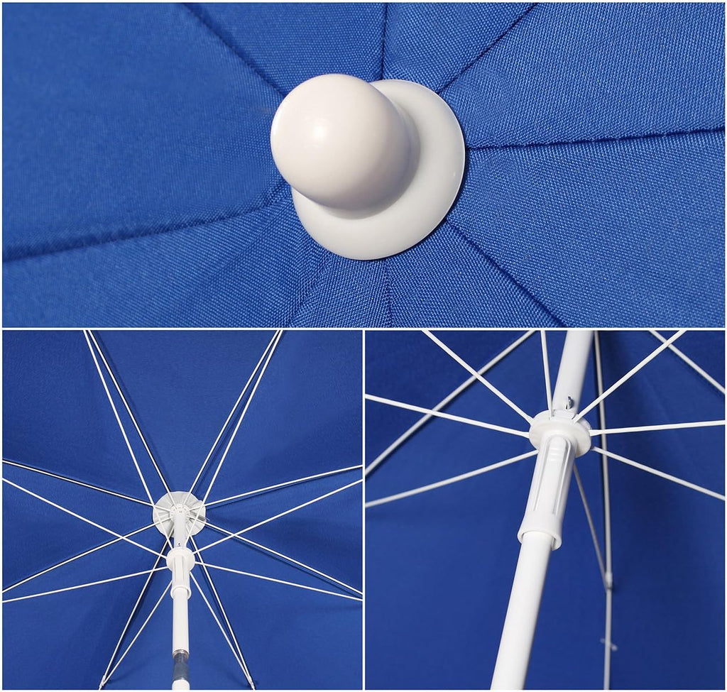 Sekey 1.6m Tilting Beach Umbrella | UV20+ Portable Sun Shelter – Blue