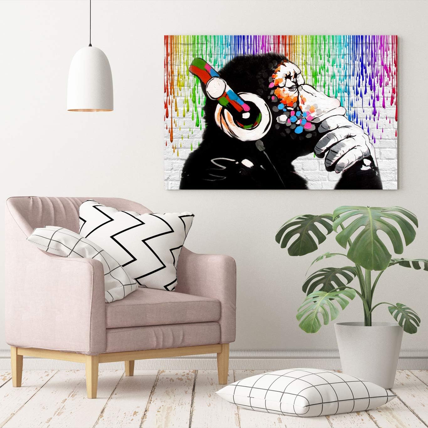 Massive Discounts Banksy Monkey Street Art Canvas Print - 24x16 Inch