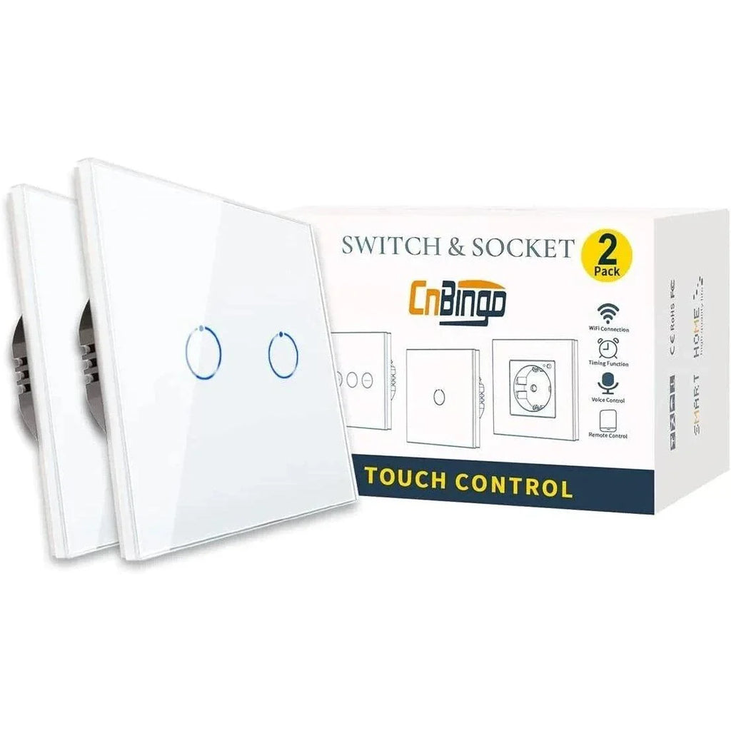 Cnbingo Smart WiFi Light Switch 2-Pack | Alexa & Google Home | 1000W