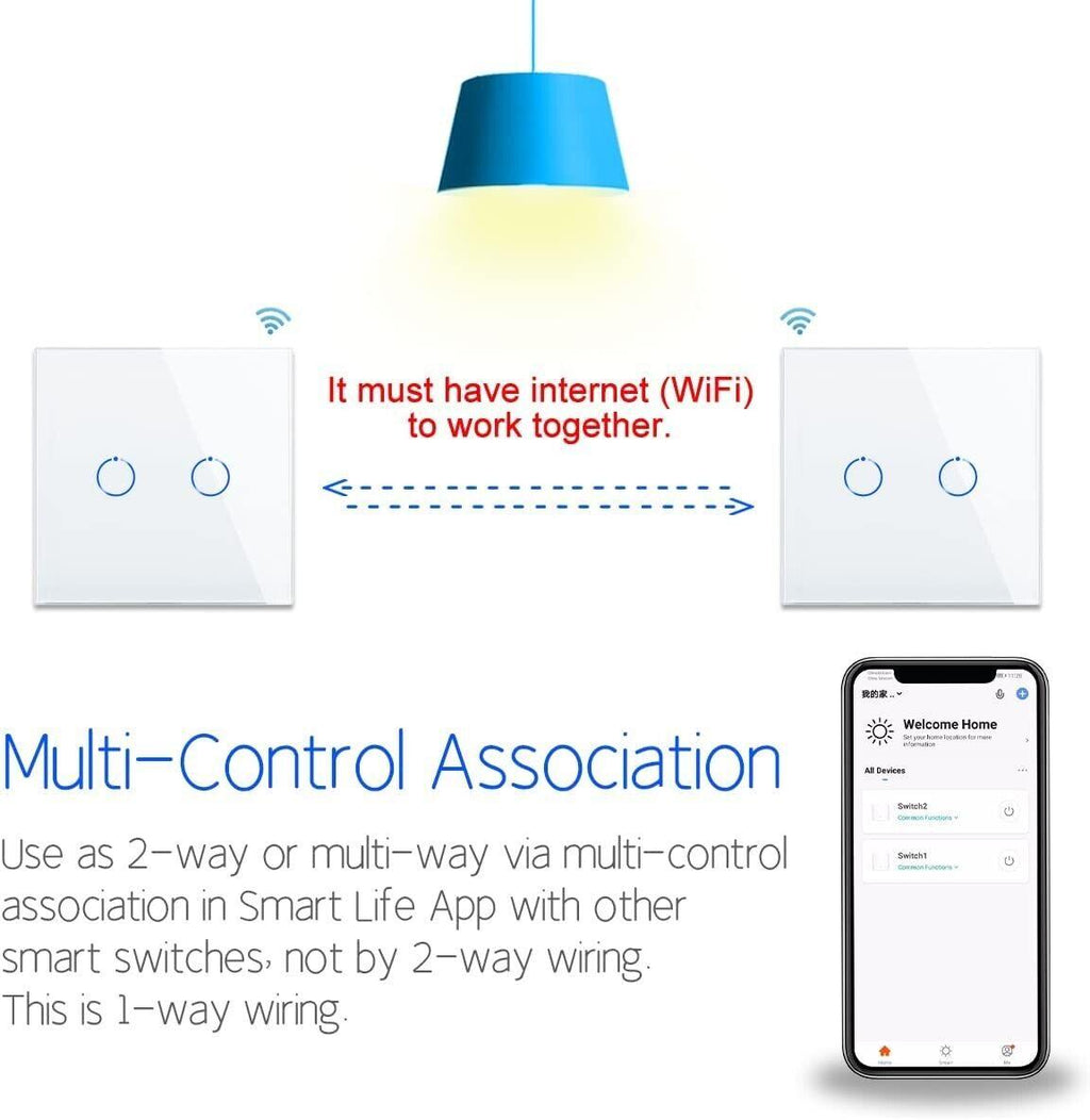 Cnbingo Smart WiFi Light Switch 2-Pack | Alexa & Google Home | 1000W