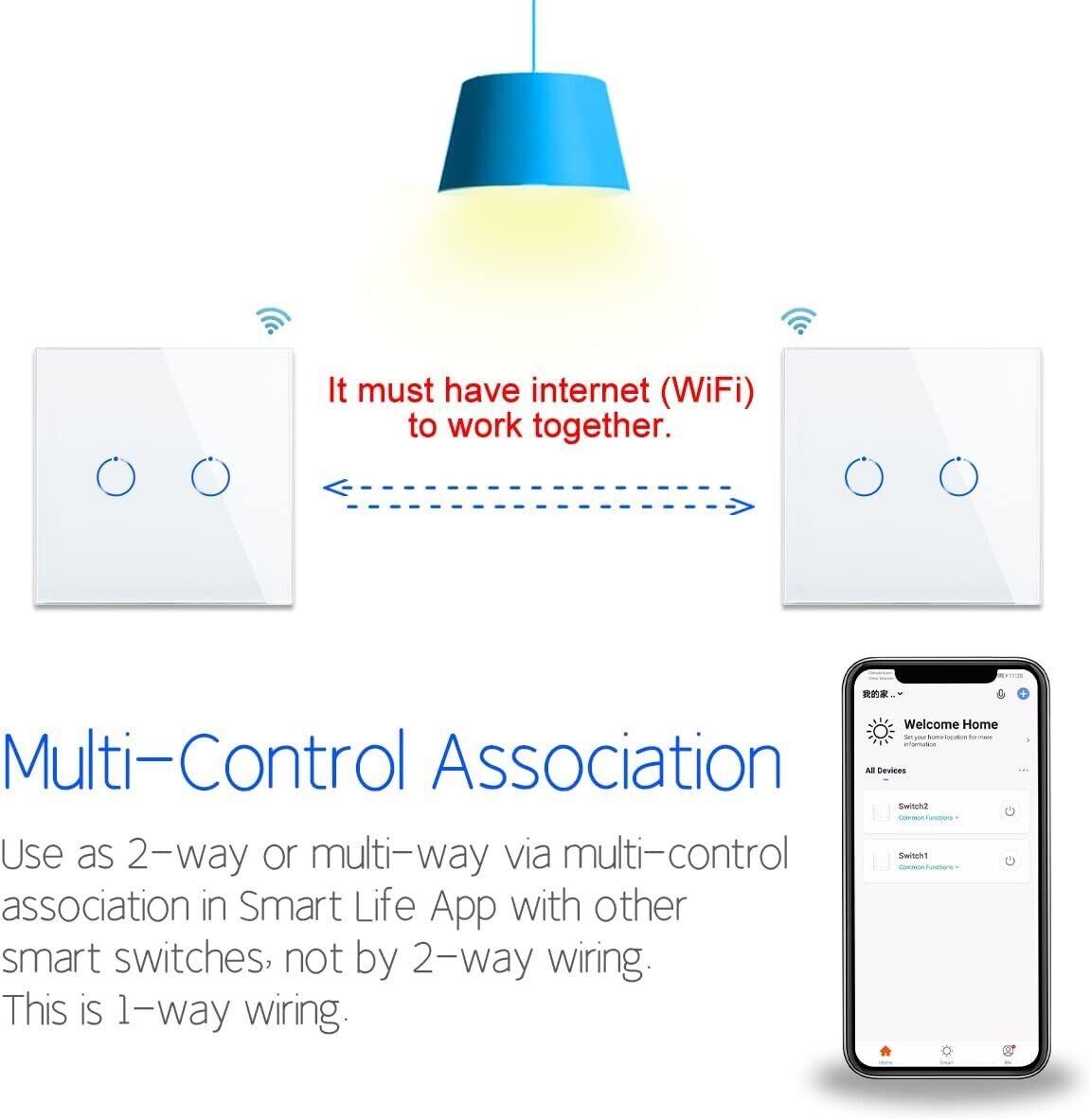 Cnbingo Smart WiFi Light Switch 2-Pack | Alexa & Google Home | 1000W