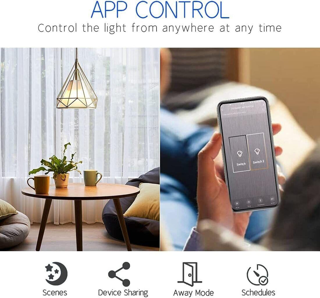 Cnbingo Smart WiFi Light Switch 2-Pack | Alexa & Google Home | 1000W