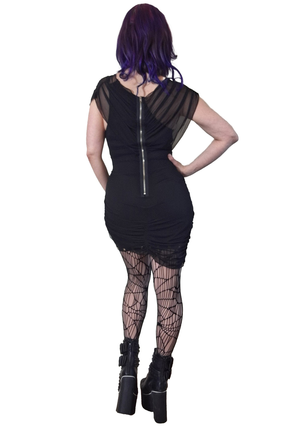 Necessary Evil Venus Wrapped Mesh Mini Dress – Studded Gothic Style
