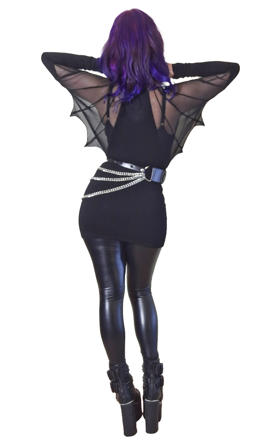 Necessary Evil Vespertilio Batwing Top – Black Mesh Gothic Long Sleeve