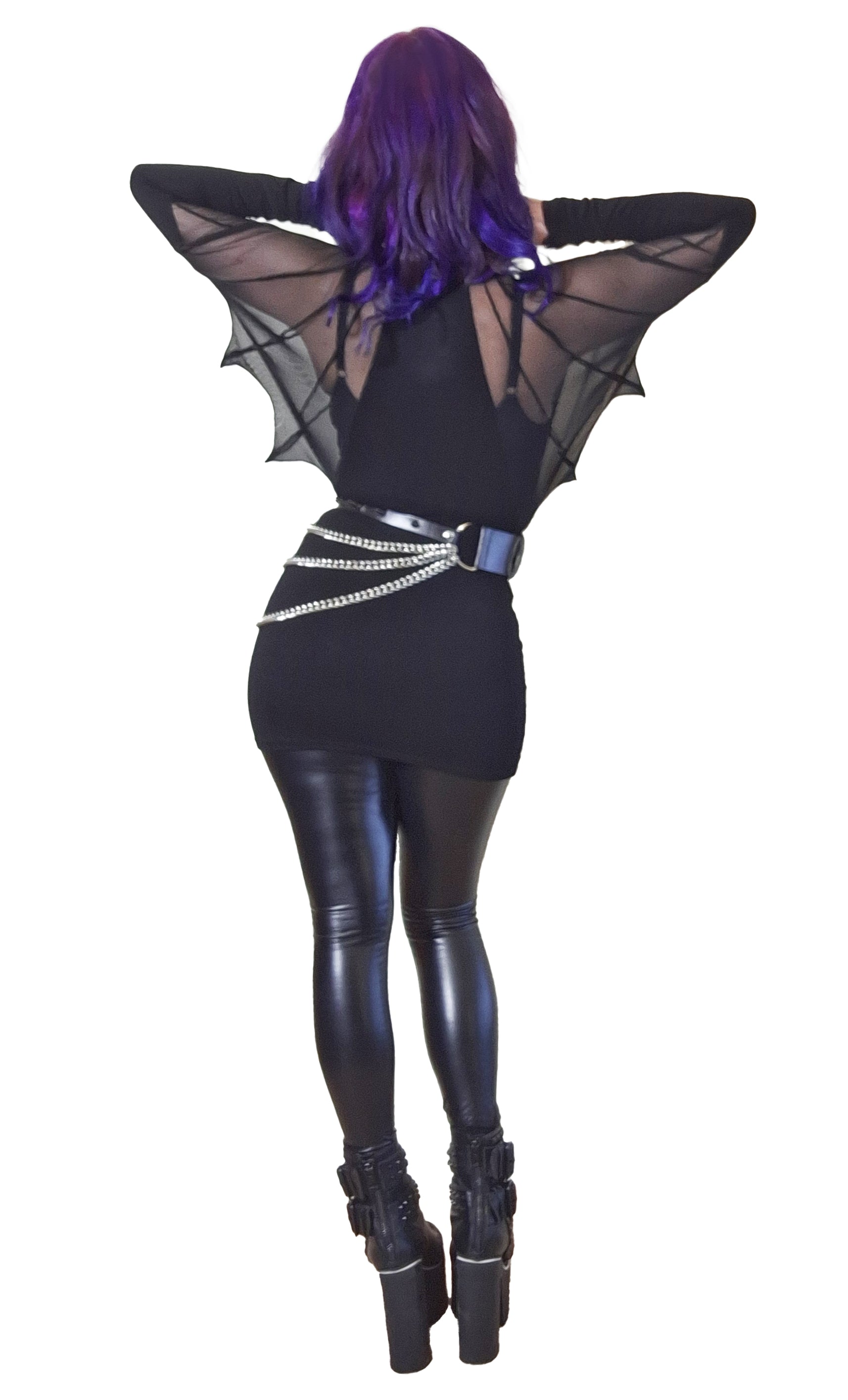 Necessary Evil Vespertilio Batwing Top – Black Mesh Gothic Long Sleeve