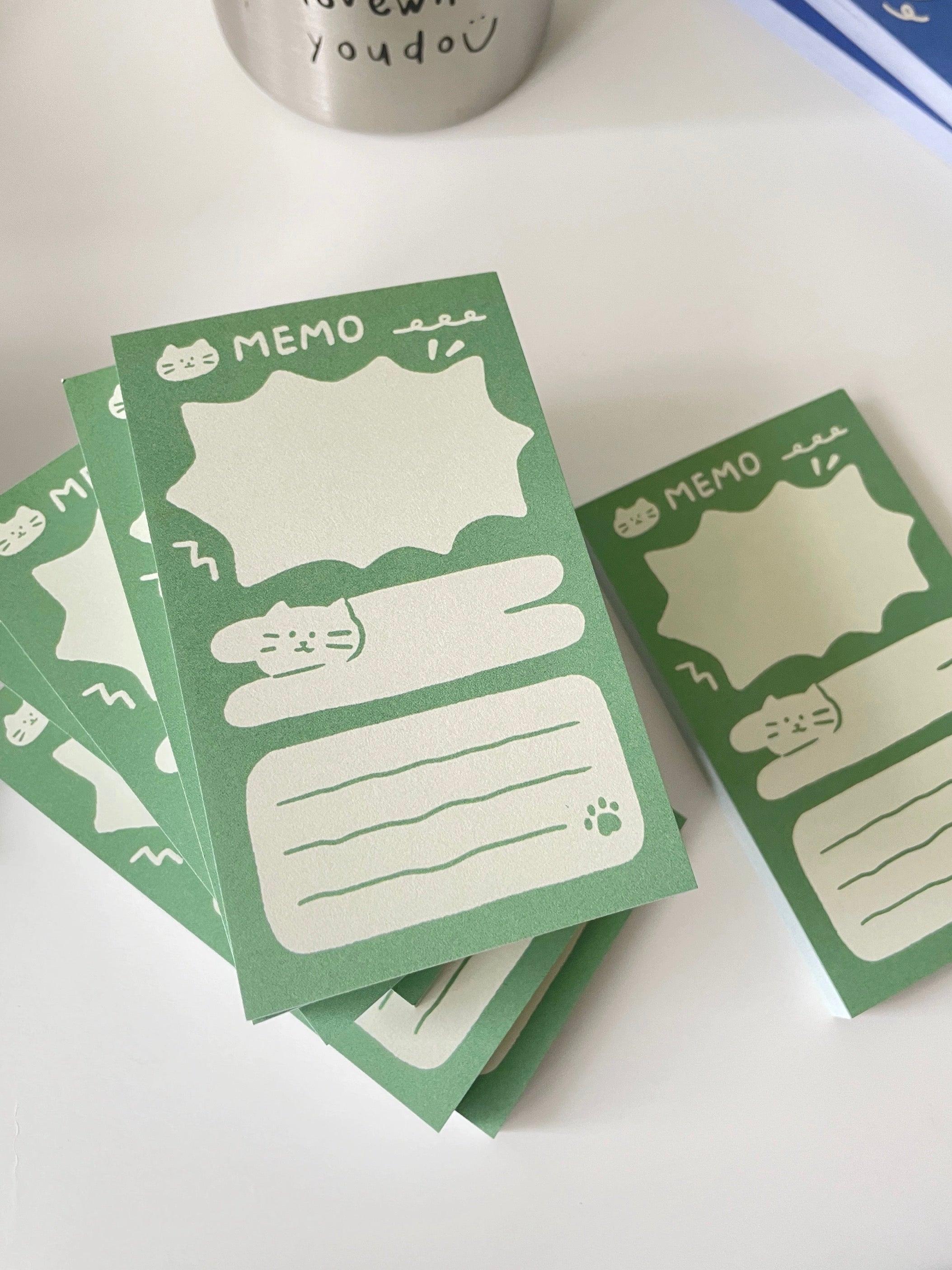 Cat Memo Note Pad by LuLuFun Studio – Cute Animal Stationery, 50 Sheets