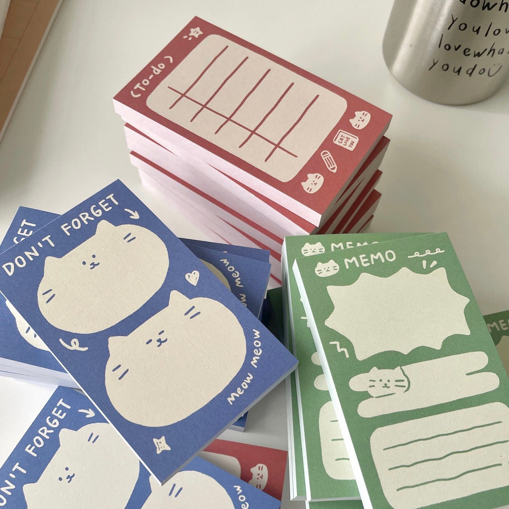 Cat Memo Note Pad by LuLuFun Studio – Cute Animal Stationery, 50 Sheets