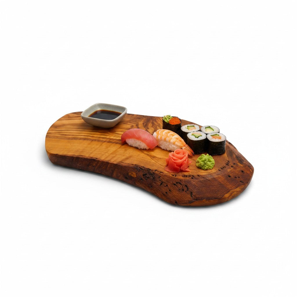 Handmade Olive Wood Long Freeform Serving Board | Live Edge Cheese Charcuterie & Grazing Platter Board | Beautiful Natural Grain | 20–50 cm
