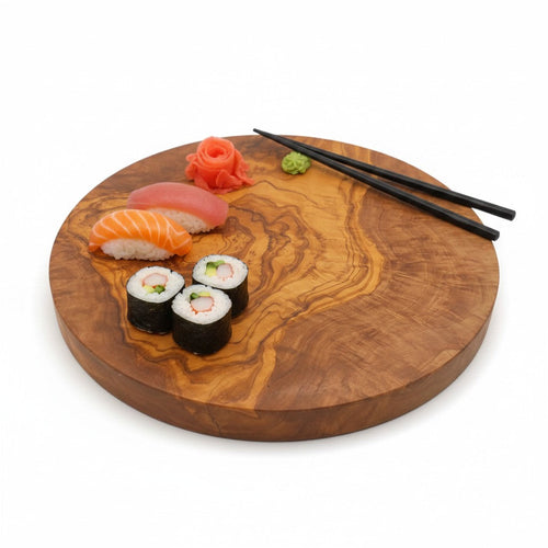 Handmade Round Olive Wood Cutting Board | Thick Circle Cheese & Serving Board | Stunning Natural Grain | 15–40 cm