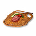 Handmade Olive Wood Burl Board with Handle & Juice Groove | Live Edge Freeform Charcuterie & Serving Board | Unique Grain | Multiple Sizes