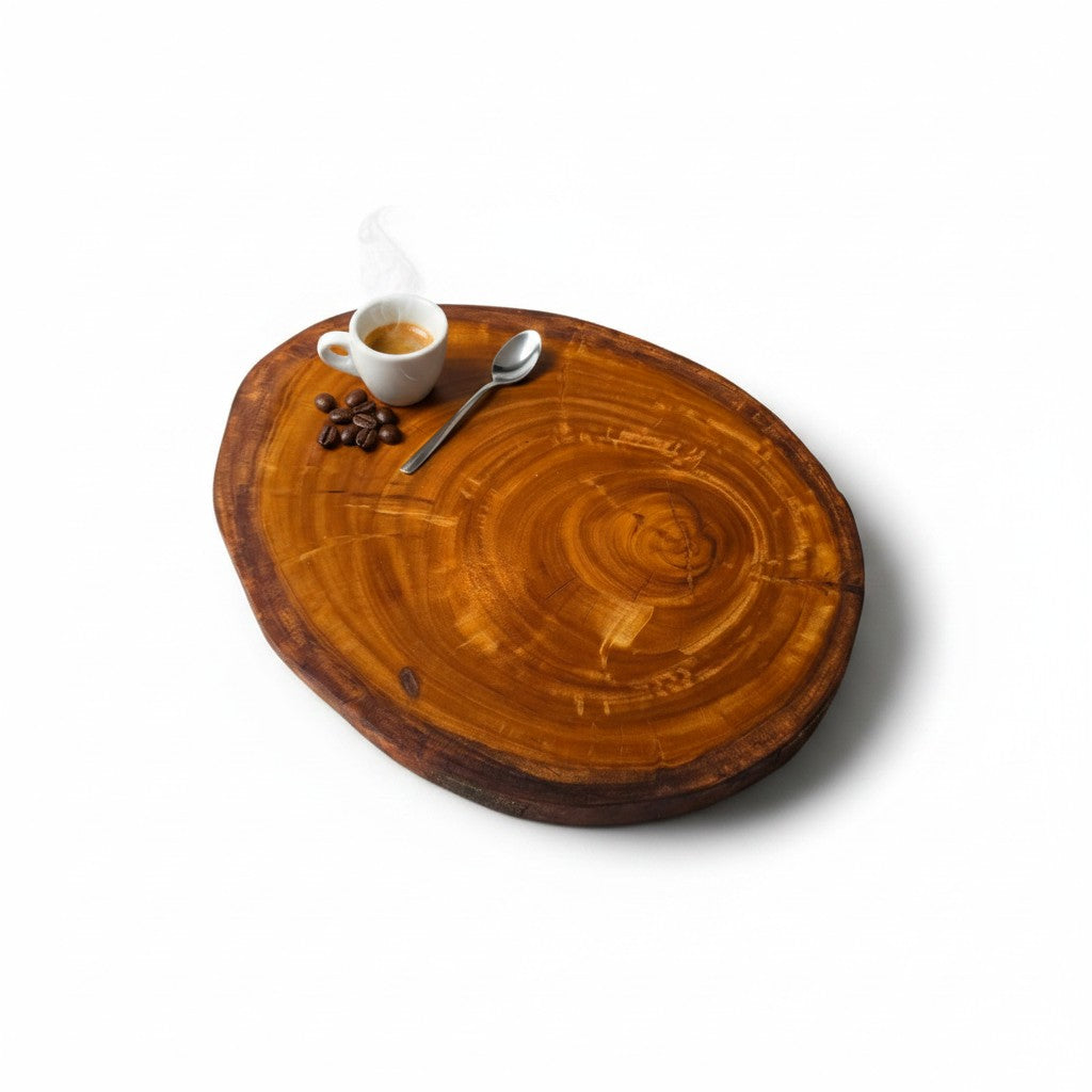 Handmade Natural Wood Trunk Slice Board | Live Edge Tree Cookie Serving &amp; Cheese Board | Unique Growth Ring Pattern | 25–40 cm