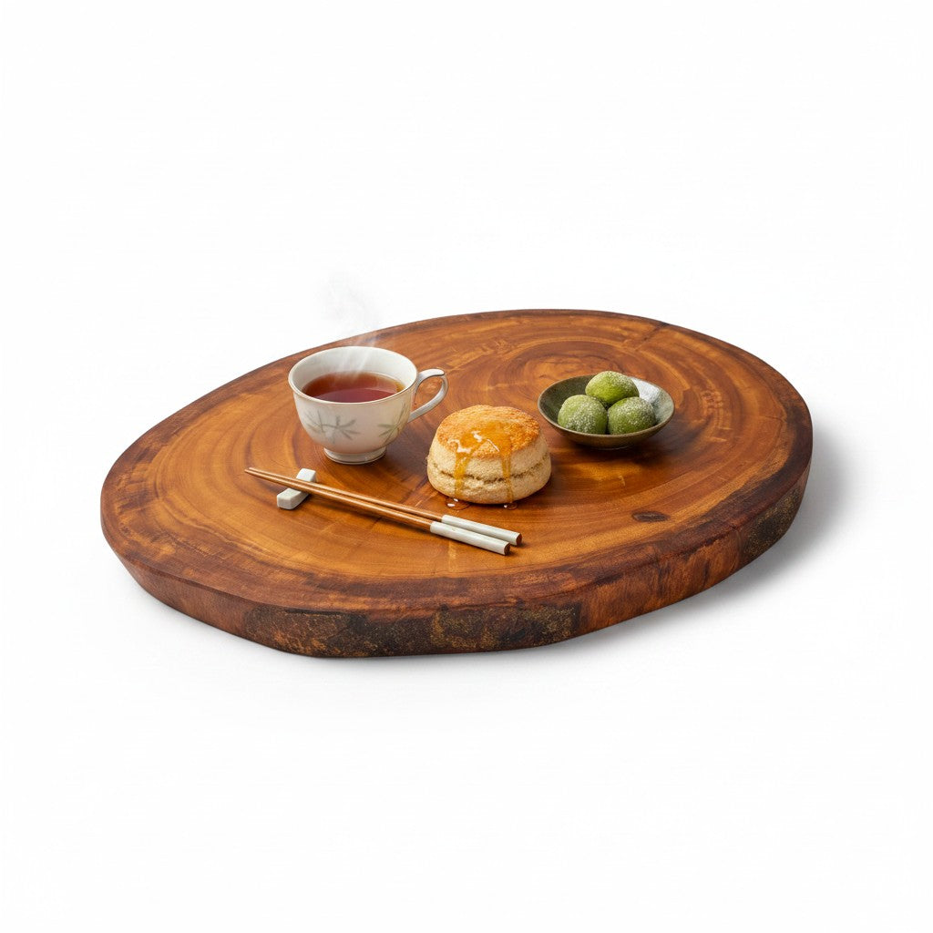 Handmade Natural Wood Trunk Slice Board | Live Edge Tree Cookie Serving &amp; Cheese Board | Unique Growth Ring Pattern | 25–40 cm