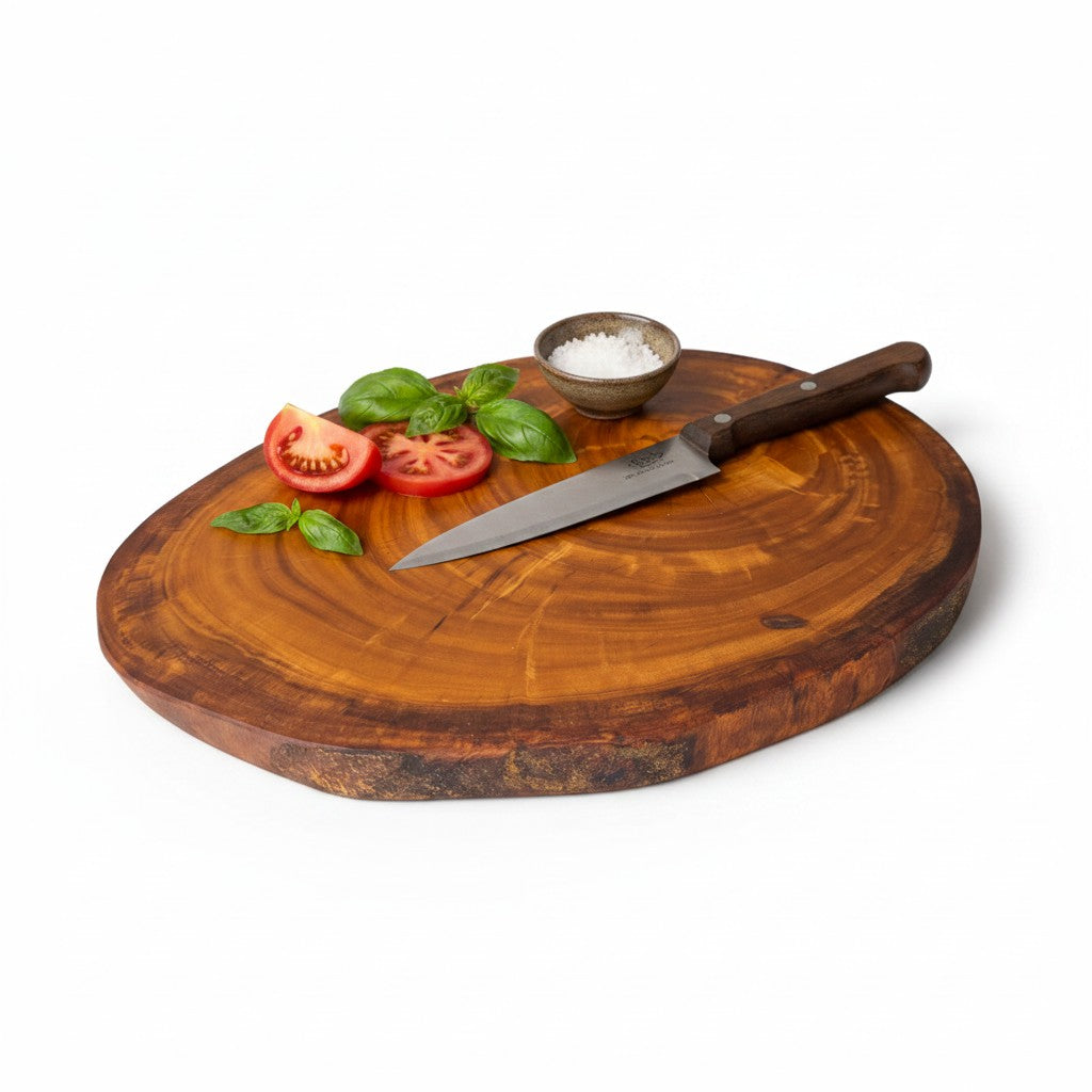 Handmade Natural Wood Trunk Slice Board | Live Edge Tree Cookie Serving &amp; Cheese Board | Unique Growth Ring Pattern | 25–40 cm