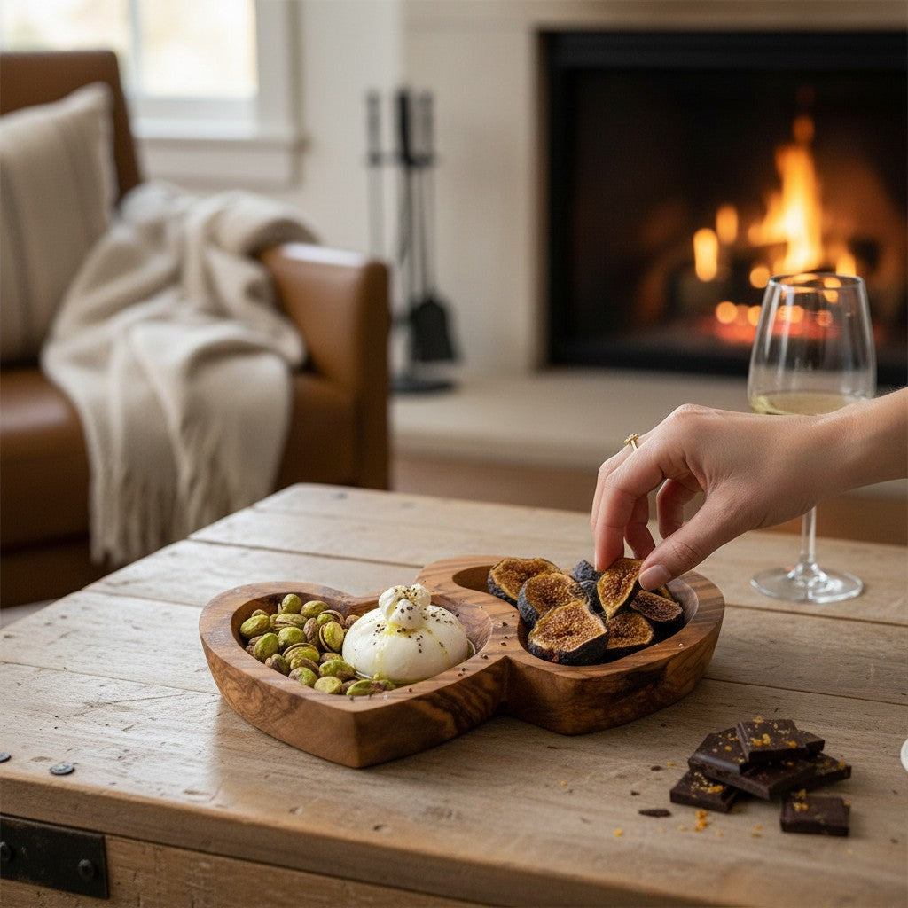 Olive Wood Heart Shaped Dish , Wooden Ring dish, unique dish, Nut dish, living room, Sustainably Sourced, Eco-Friendly, handmade, gift