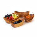 Handmade Olive Wood Boat Bowl | Deep Oval Fruit Salad & Serving Bowl | Beautiful Natural Grain | 13 cm · 15 cm · 18 cm