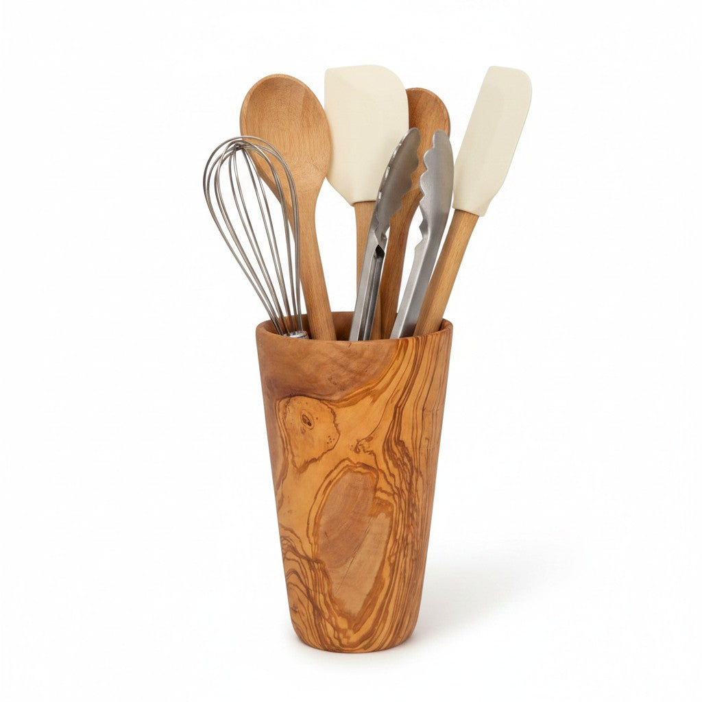 Olive Wood Cutlery & Utensils Holder 19 cm, wooden holder, gift