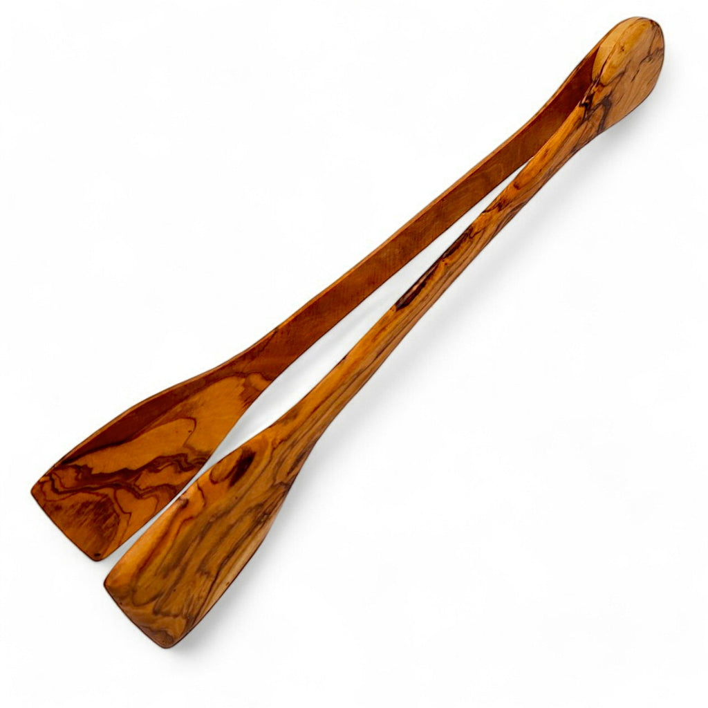 Olive Wood Handcrafted Wooden Salad Tongs