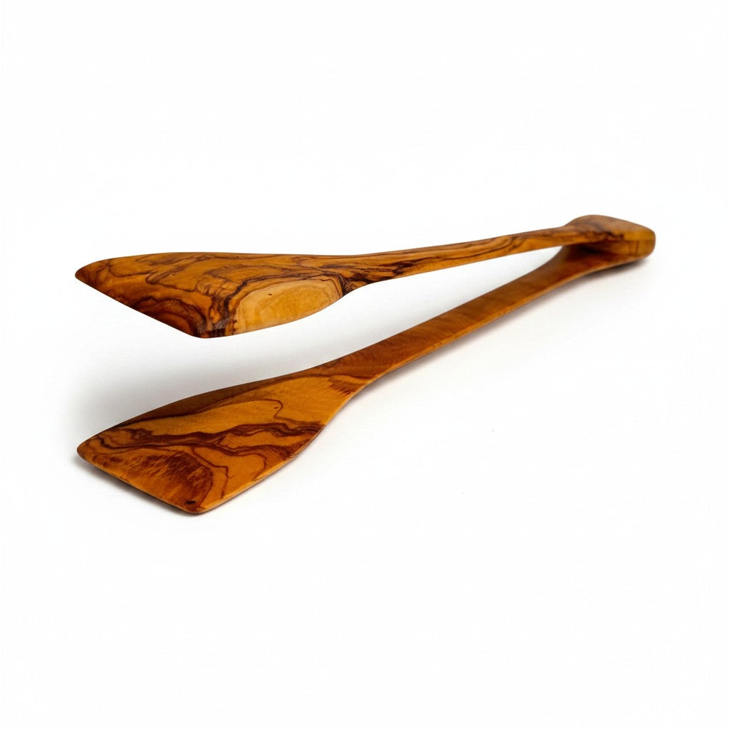 Olive Wood Handcrafted Wooden Salad Tongs