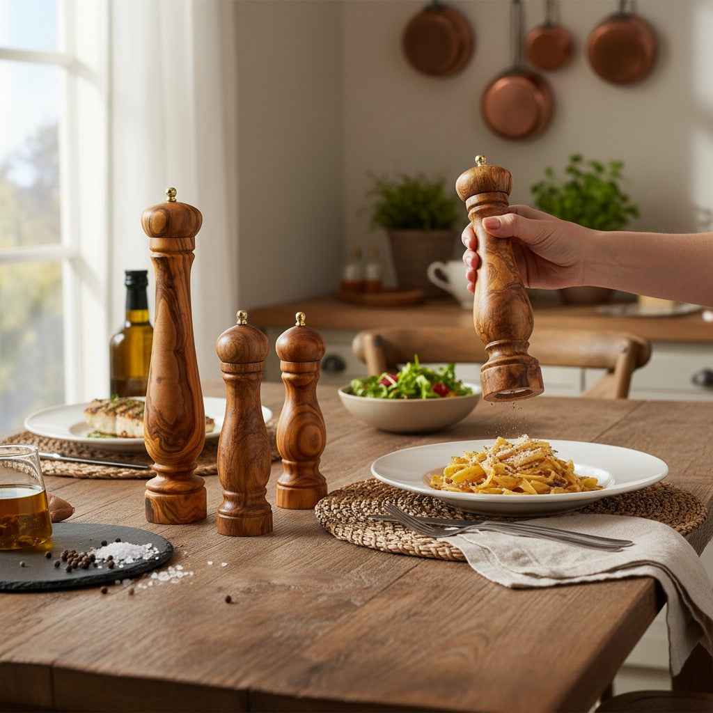 Olive Wood Salt/Pepper Mill | Wooden Spice/Herb/Coffee Grinder