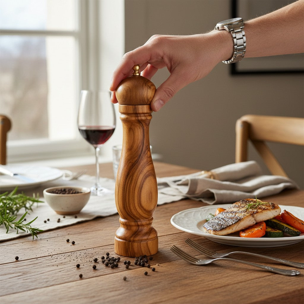 Olive Wood Salt/Pepper Mill | Wooden Spice/Herb/Coffee Grinder