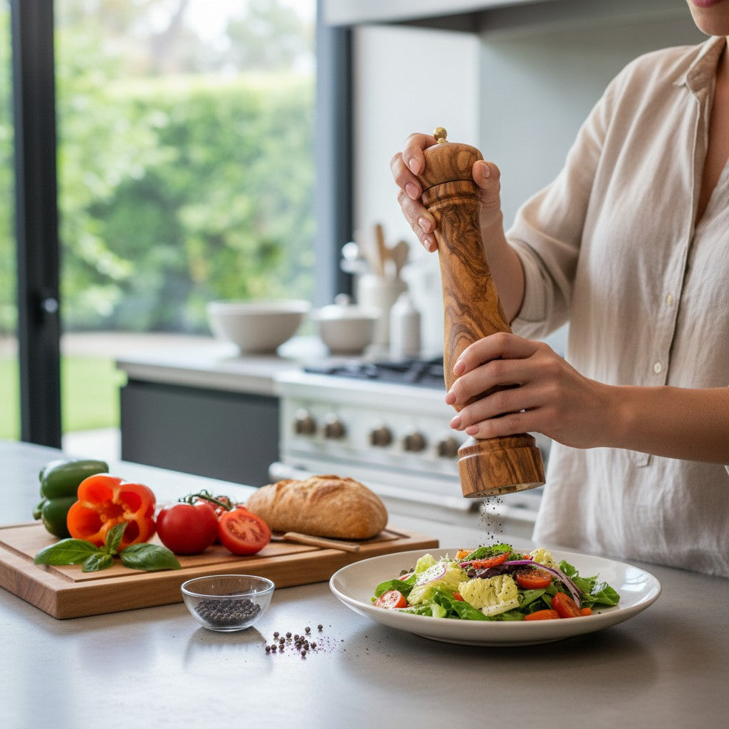 Olive Wood Salt/Pepper Mill | Wooden Spice/Herb/Coffee Grinder