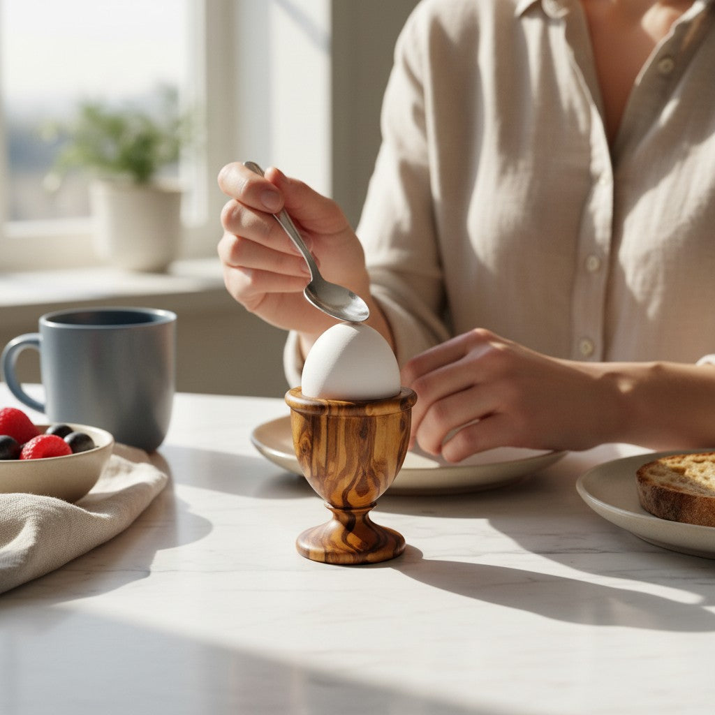 Olive Wood Egg Cup, decor, table accessories