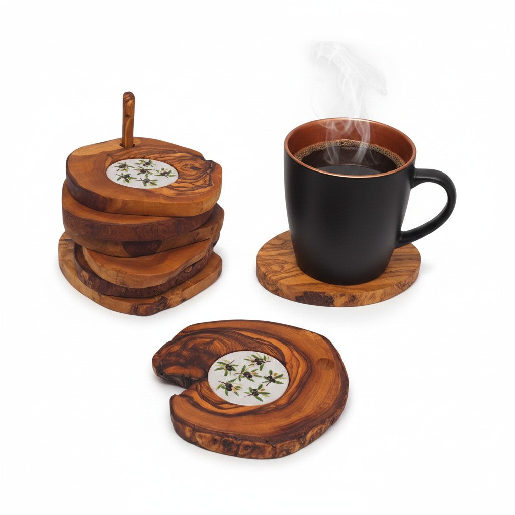 Ceramic coaster Set of 6 with Holder