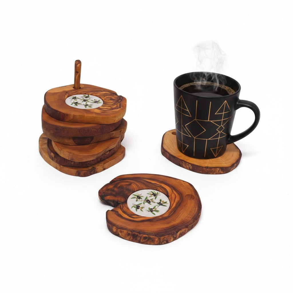 Ceramic coaster Set of 6 with Holder