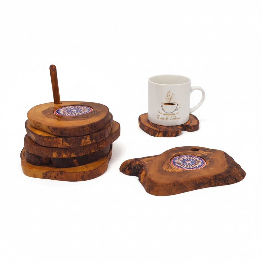 Ceramic coaster Set of 6 with Holder