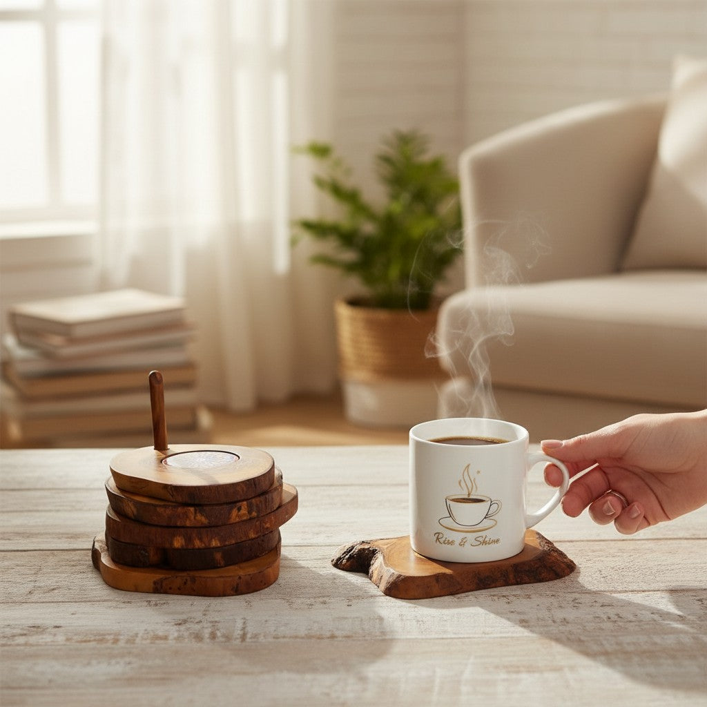 Ceramic coaster Set of 6 with Holder